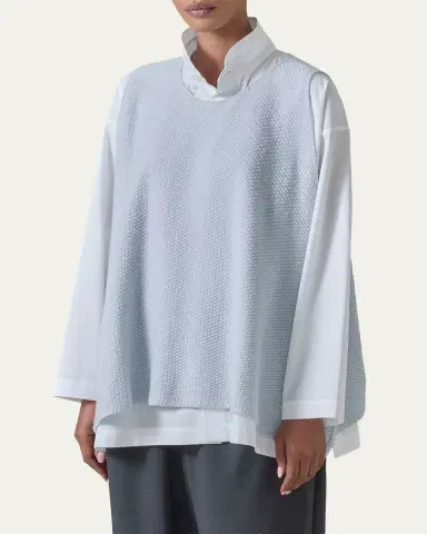 Eskandar A-Line Sleeveless Round Neck Top- Mid Plus Length | Thumbnail 4 Eskandar A-Line Sleeveless Round Neck Top- Mid Plus Length | Thumbnail 4