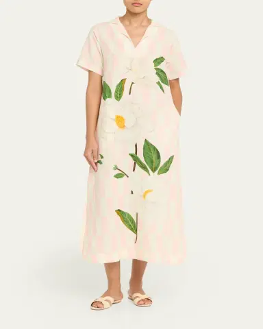 Verandah Magnolia Check Midi Kaftan | Thumbnail 2