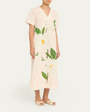 Verandah Magnolia Check Midi Kaftan | Thumbnail 4