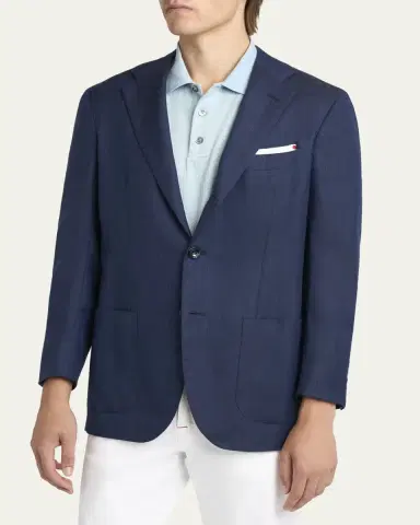 Kiton Men's Micro-Herringbone Single-Breasted Sport Coat | Thumbnail 4 Kiton Men's Micro-Herringbone Single-Breasted Sport Coat | Thumbnail 4