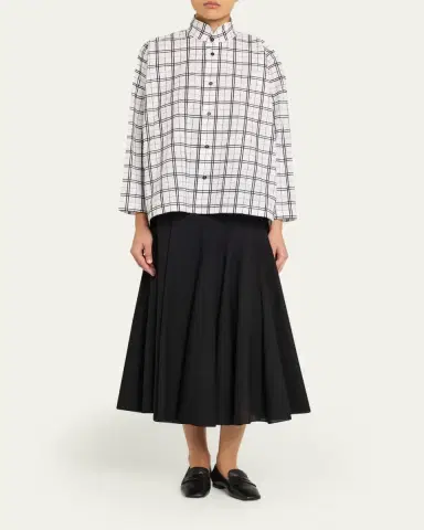 Eskandar A-Line Plaid Cotton Shirt | Thumbnail 2 Eskandar A-Line Plaid Cotton Shirt | Thumbnail 2