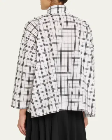 Eskandar A-Line Plaid Cotton Shirt | Thumbnail 3 Eskandar A-Line Plaid Cotton Shirt | Thumbnail 3