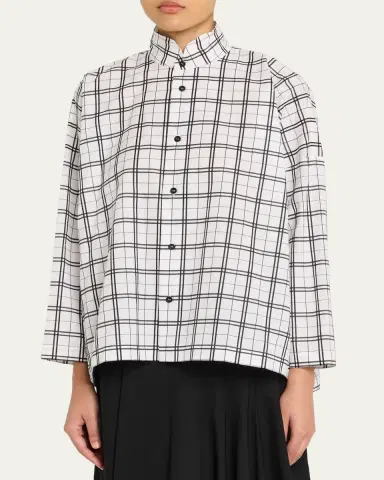 Eskandar A-Line Plaid Cotton Shirt | Thumbnail 4 Eskandar A-Line Plaid Cotton Shirt | Thumbnail 4