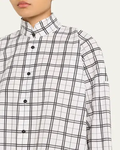 Eskandar A-Line Plaid Cotton Shirt | Thumbnail 5 Eskandar A-Line Plaid Cotton Shirt | Thumbnail 5