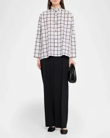 Eskandar A-Line Plaid Cotton Shirt | Thumbnail 6 Eskandar A-Line Plaid Cotton Shirt | Thumbnail 6