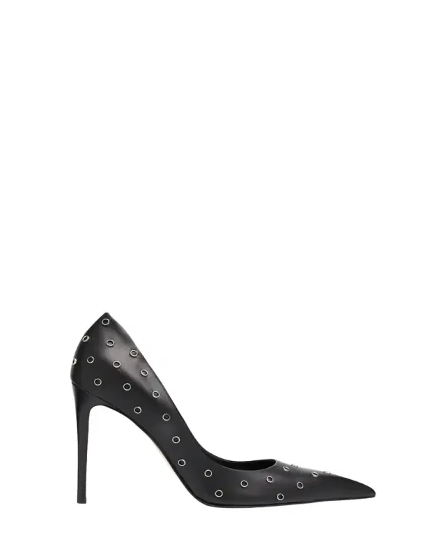 105mm Studded Leather Pumps