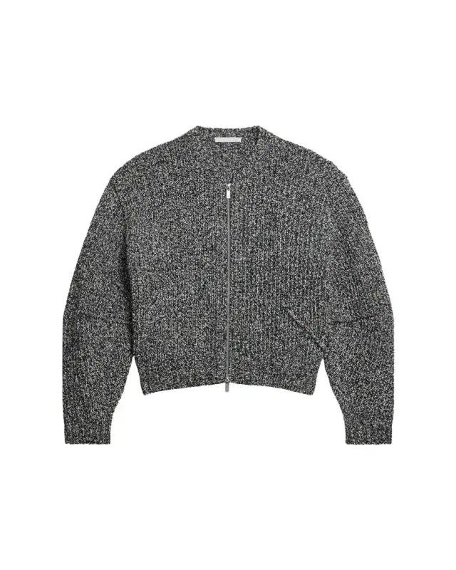 Marled Zip-Front Sweater