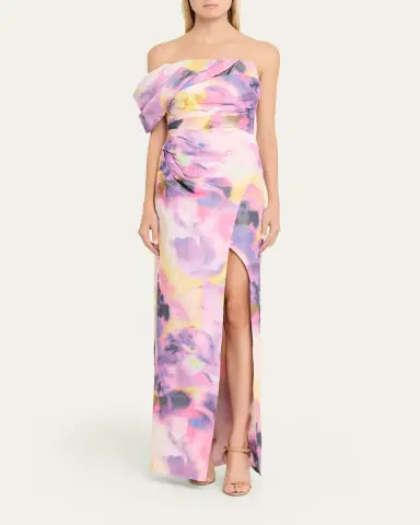 PAMELLA ROLAND Floral Taffeta Asymmetric Gown | Thumbnail 2 PAMELLA ROLAND Floral Taffeta Asymmetric Gown | Thumbnail 2