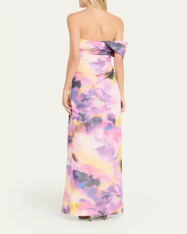 PAMELLA ROLAND Floral Taffeta Asymmetric Gown | Thumbnail 3 PAMELLA ROLAND Floral Taffeta Asymmetric Gown | Thumbnail 3