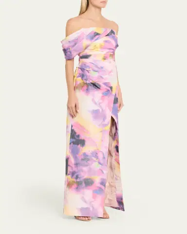 PAMELLA ROLAND Floral Taffeta Asymmetric Gown | Thumbnail 4 PAMELLA ROLAND Floral Taffeta Asymmetric Gown | Thumbnail 4