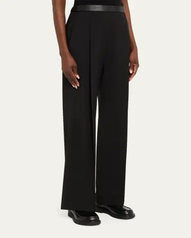 Loewe Leather Logo-Band Straight-Leg Tailored Trousers | Thumbnail 4 Loewe Leather Logo-Band Straight-Leg Tailored Trousers | Thumbnail 4