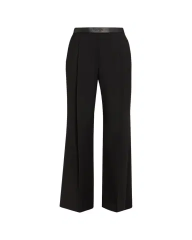 Loewe Leather Logo-Band Straight-Leg Tailored Trousers | Thumbnail 1 Loewe Leather Logo-Band Straight-Leg Tailored Trousers | Thumbnail 1