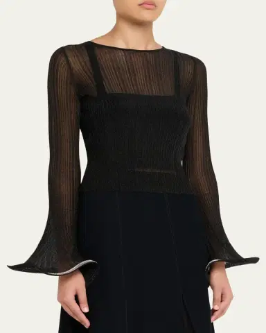 Simkhai Maebry Long-Sleeve Rib-Knit Top | Thumbnail 4