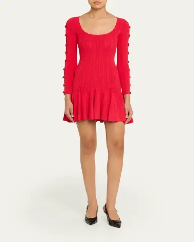 LoveShackFancy Seychelle Bow Pointelle Mini Dress | Thumbnail 2