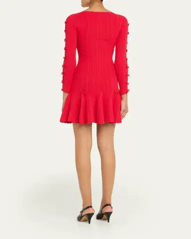 LoveShackFancy Seychelle Bow Pointelle Mini Dress | Thumbnail 3