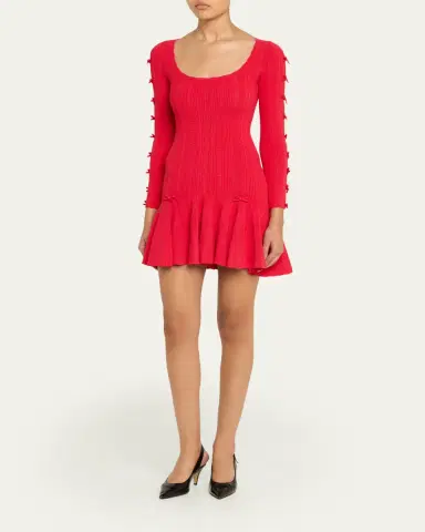 LoveShackFancy Seychelle Bow Pointelle Mini Dress | Thumbnail 4
