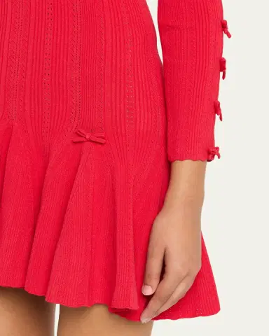 LoveShackFancy Seychelle Bow Pointelle Mini Dress | Thumbnail 5