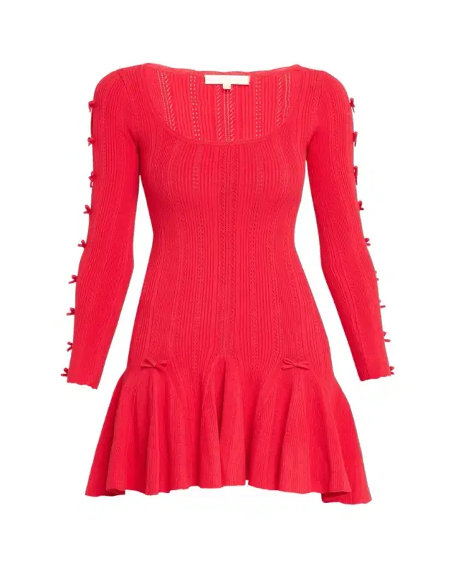 LoveShackFancy Seychelle Bow Pointelle Mini Dress