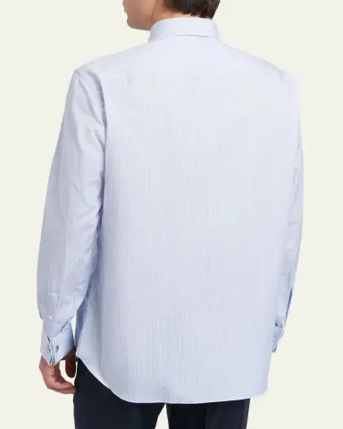 Brioni Men's Fine-Stripe Cotton Sport Shirt | Thumbnail 3 Brioni Men's Fine-Stripe Cotton Sport Shirt | Thumbnail 3