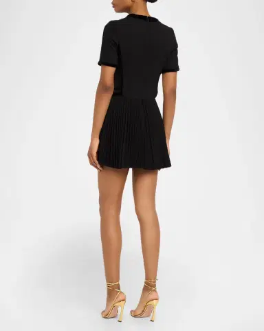 SIMKHAI Doria Short-Sleeve Velvet-Trim Mini Dress | Thumbnail 7 SIMKHAI Doria Short-Sleeve Velvet-Trim Mini Dress | Thumbnail 7