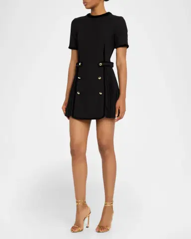 SIMKHAI Doria Short-Sleeve Velvet-Trim Mini Dress | Thumbnail 8 SIMKHAI Doria Short-Sleeve Velvet-Trim Mini Dress | Thumbnail 8