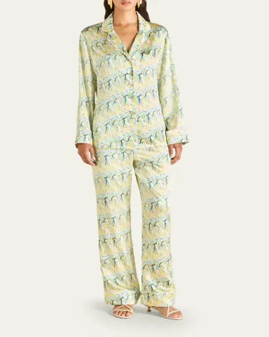 Olivia von Halle Lila Loulou Printed Silk Satin Pajama Set | Thumbnail 2 Olivia von Halle Lila Loulou Printed Silk Satin Pajama Set | Thumbnail 2
