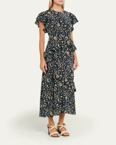 Ulla Johnson Amaia Cascading Ruffle Midi Dress | Thumbnail 4 Ulla Johnson Amaia Cascading Ruffle Midi Dress | Thumbnail 4