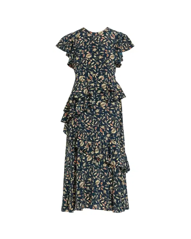 Ulla Johnson Amaia Cascading Ruffle Midi Dress
