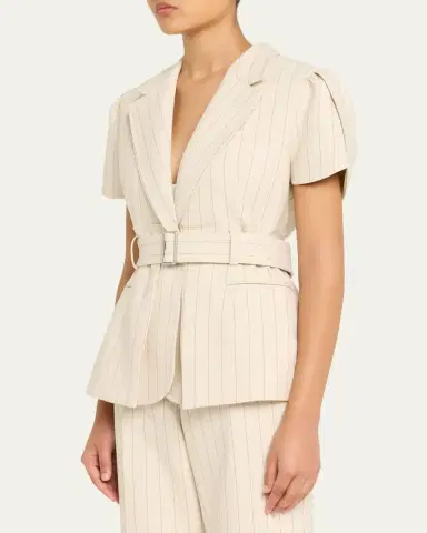 3.1 Phillip Lim Short-Sleeve Belted Pinstripe Jacket | Thumbnail 4 3.1 Phillip Lim Short-Sleeve Belted Pinstripe Jacket | Thumbnail 4