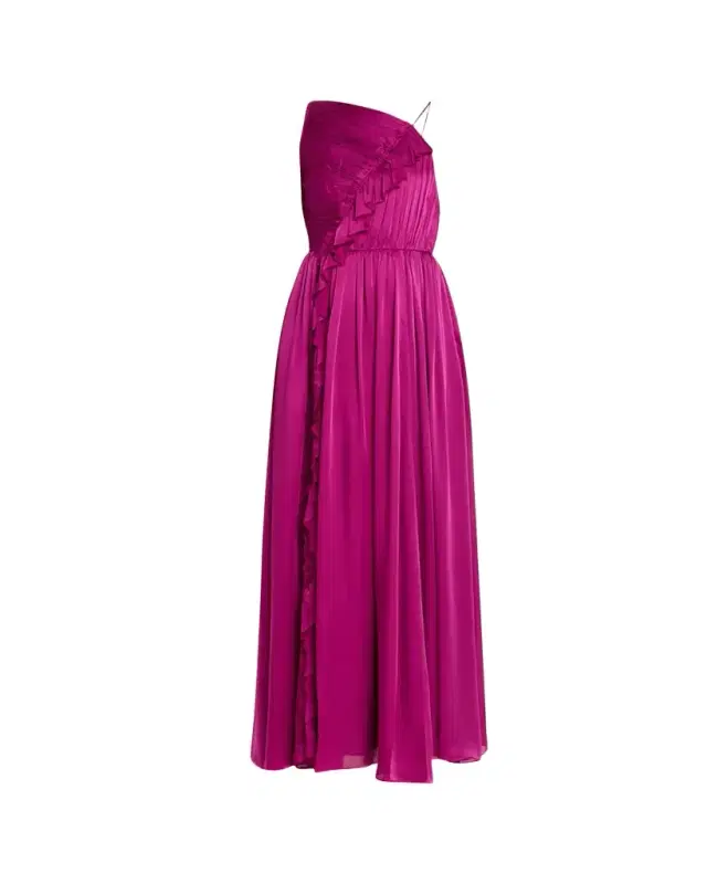 Aisha Asymmetric Silk Chiffon Gown