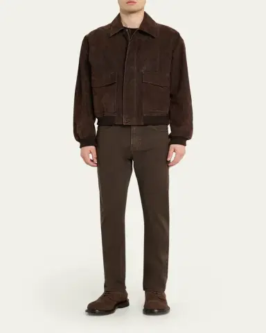 FRAME Men's Brown Leather Retro Jacket | Thumbnail 2