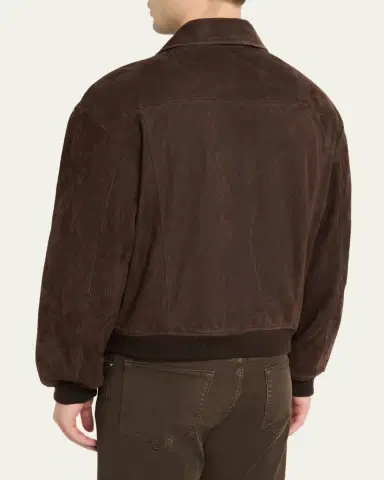 FRAME Men's Brown Leather Retro Jacket | Thumbnail 3