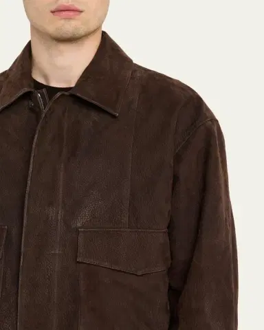 FRAME Men's Brown Leather Retro Jacket | Thumbnail 5
