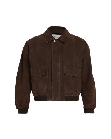 FRAME Men's Brown Leather Retro Jacket | Thumbnail 1