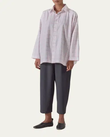 Eskandar A-Line Plaid Cotton Shirt | Thumbnail 2 Eskandar A-Line Plaid Cotton Shirt | Thumbnail 2