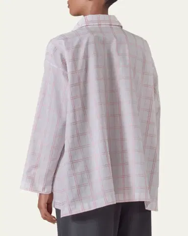 Eskandar A-Line Plaid Cotton Shirt | Thumbnail 3 Eskandar A-Line Plaid Cotton Shirt | Thumbnail 3
