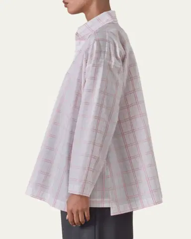 Eskandar A-Line Plaid Cotton Shirt | Thumbnail 5 Eskandar A-Line Plaid Cotton Shirt | Thumbnail 5