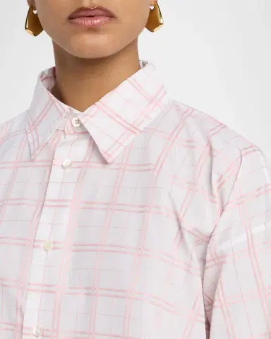 Eskandar A-Line Plaid Cotton Shirt | Thumbnail 9 Eskandar A-Line Plaid Cotton Shirt | Thumbnail 9