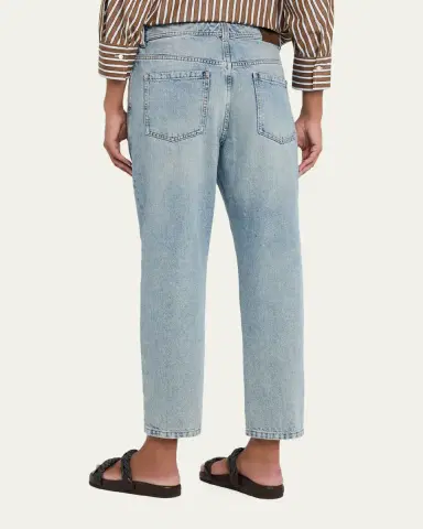 Brunello Cucinelli Authentic Denim Relaxed Tapered-Leg Ankle Jeans | Thumbnail 3