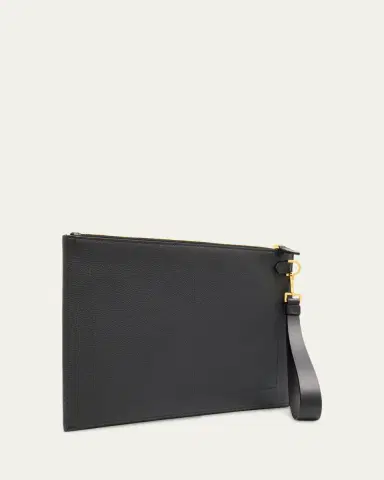 Tom Ford Men's Leather Flat Pouch with Strap | Thumbnail 3 Tom Ford Men's Leather Flat Pouch with Strap | Thumbnail 3