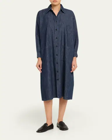 Eskandar Angle To Front Side Seam Shirt Dress With Collar | Thumbnail 2 Eskandar Angle To Front Side Seam Shirt Dress With Collar | Thumbnail 2