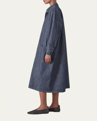 Eskandar Angle To Front Side Seam Shirt Dress With Collar | Thumbnail 4 Eskandar Angle To Front Side Seam Shirt Dress With Collar | Thumbnail 4