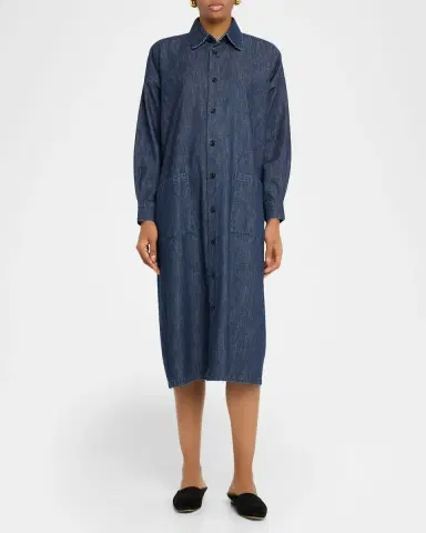 Eskandar Angle To Front Side Seam Shirt Dress With Collar | Thumbnail 6 Eskandar Angle To Front Side Seam Shirt Dress With Collar | Thumbnail 6