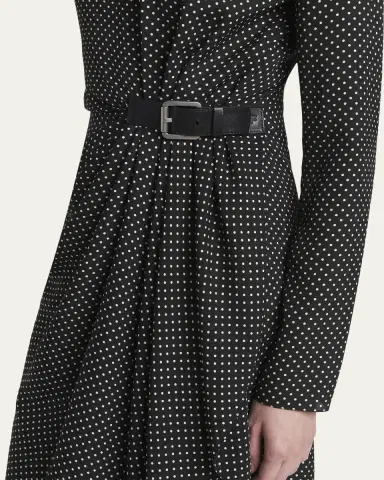 Tom Ford Polka Dot Silk Gathered Buckle Midi Dress | Thumbnail 5