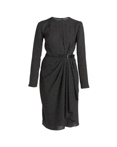 Tom Ford Polka Dot Silk Gathered Buckle Midi Dress | Thumbnail 1