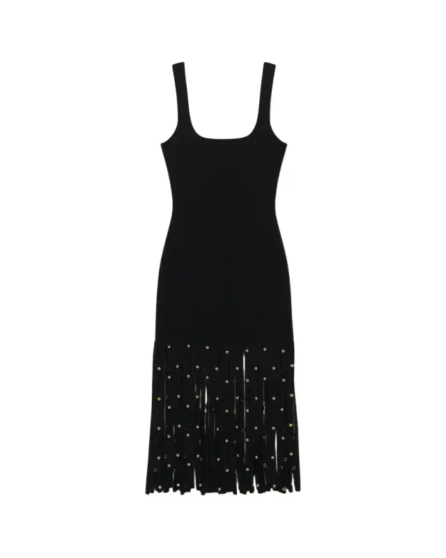 Romelia Fringe Knit Midi Dress