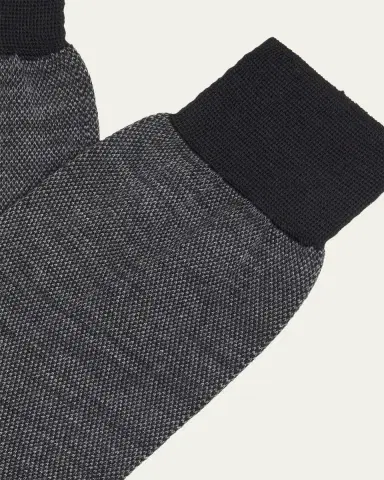 Bresciani Men's Cotton Oxford Weave Mid-Calf Socks | Thumbnail 2 Bresciani Men's Cotton Oxford Weave Mid-Calf Socks | Thumbnail 2