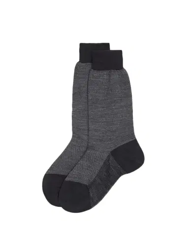 Bresciani Men's Cotton Oxford Weave Mid-Calf Socks | Thumbnail 1 Bresciani Men's Cotton Oxford Weave Mid-Calf Socks | Thumbnail 1