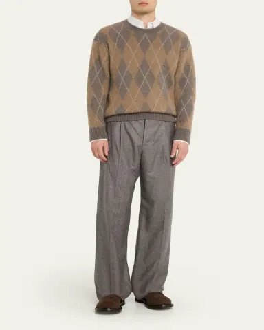 FRAME Men's Wide-Leg Flannel Trousers | Thumbnail 2 FRAME Men's Wide-Leg Flannel Trousers | Thumbnail 2