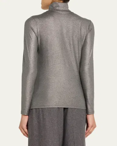 MAJESTIC FILATURES Metallic Long-Sleeve Turtleneck Top | Thumbnail 3
